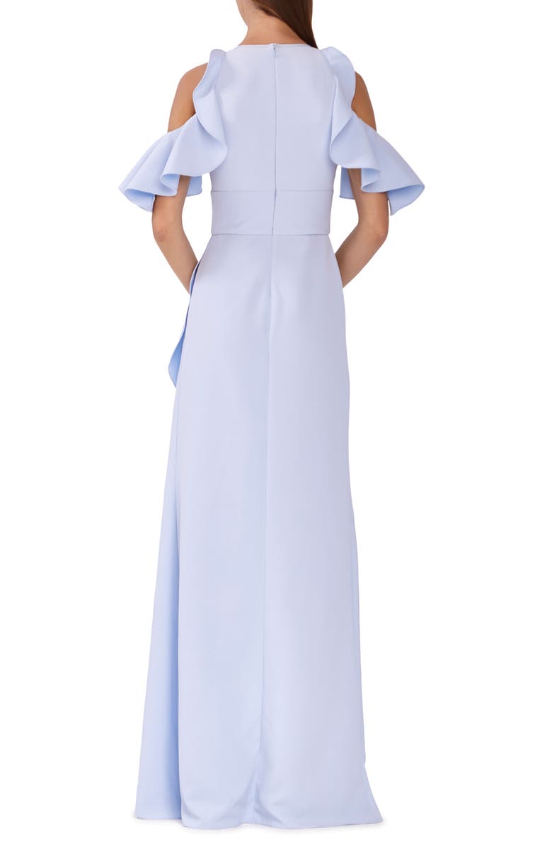 ML Monique Lhuillier Ruffle Cold Shoulder Gown, Alternate, color, 