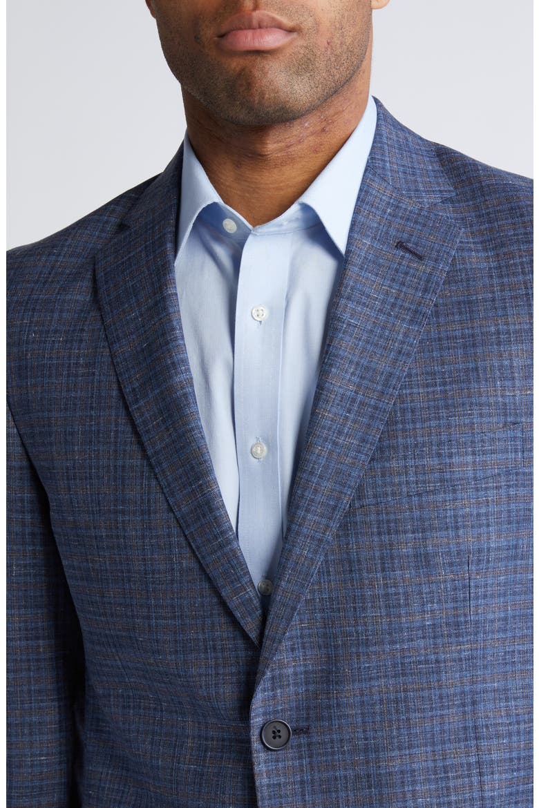 Plaid Wool & Silk Blend Sport Coat, Alternate, color, BLUE