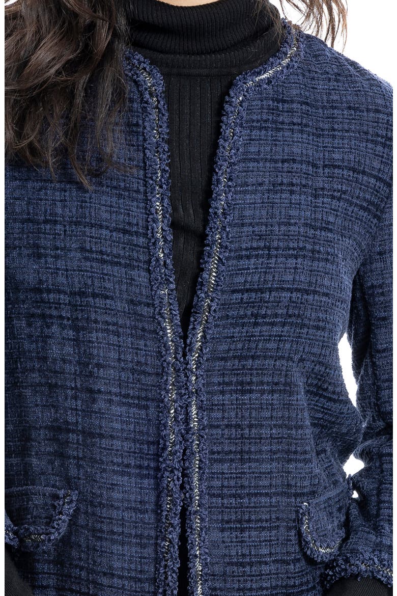 Frayed Edge Knit Jacket, Alternate, color, NAVY TWEED