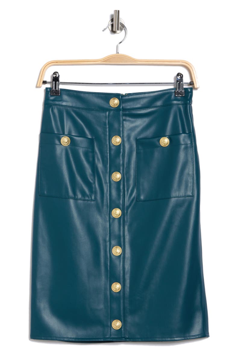 Amira Faux Leather Pencil Skirt, Alternate, color, DARK TEAL