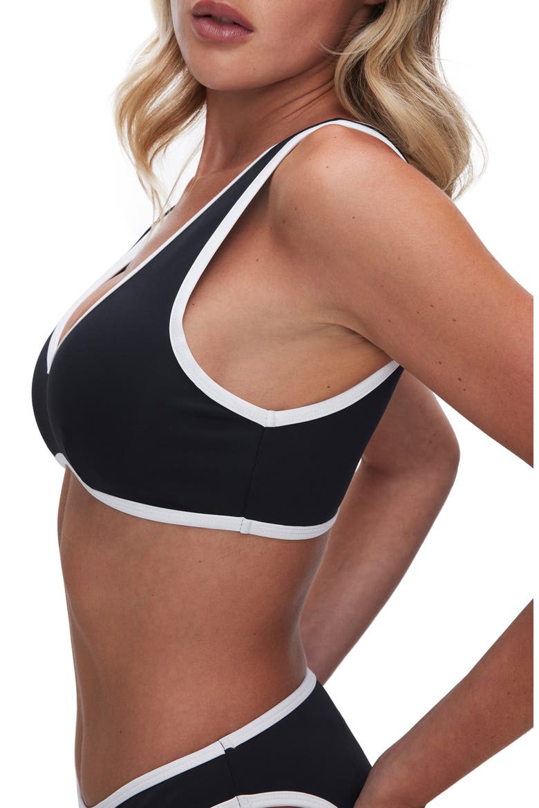 Varsity Support Crop Bikini Top, Alternate, color, BLACK001