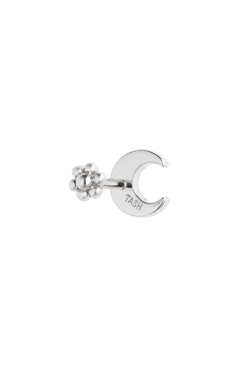 MARIA TASH Diamond Moon Threaded Stud Earring, Alternate, color, White Gold