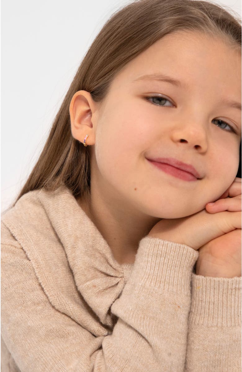 In Season Jewelry Cascading CZ Girl Earrings, Alternate, color, Purple