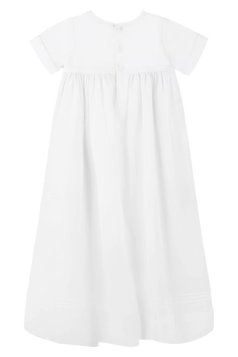 Smocked Christening Gown & Bonnet Set, Alternate, color, WHITE