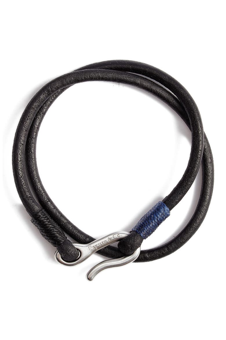 Men's Leather Cord Double Wrap Bracelet, Main, color, BLACK