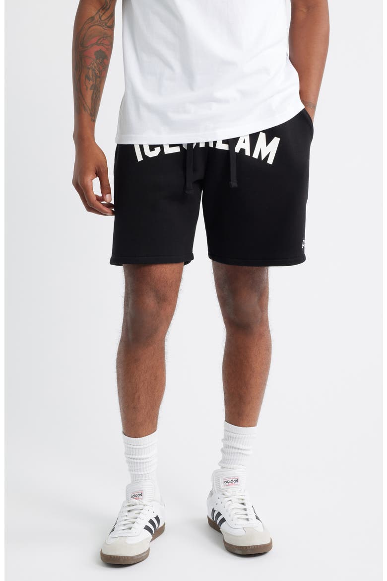 Matt Cotton French Terry Sweat Shorts, Main, color, BLACK
