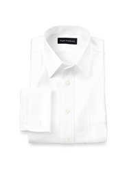 Paul Fredrick Non-iron Cotton Herringbone Point Collar French Cuff Dress Shirt