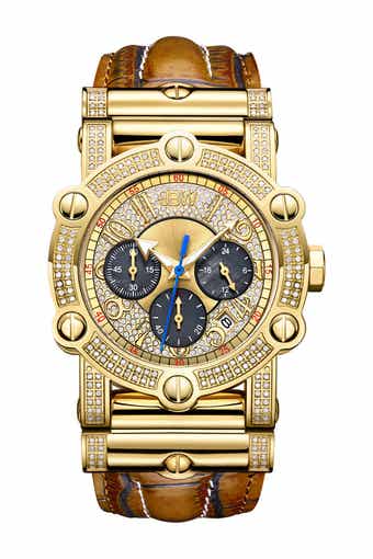 Phantom 10 Year Chronograph Diamond Croc Embossed Leather Strap Watch, 42mm - 1.96 ctw