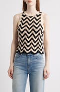 525 America Kayla Chevron Open Stitch Cotton Sweater Tank