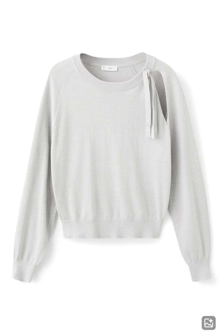 Tie Neck Cotton Sweater, Alternate, color, MEDIUM HEATHER GREY