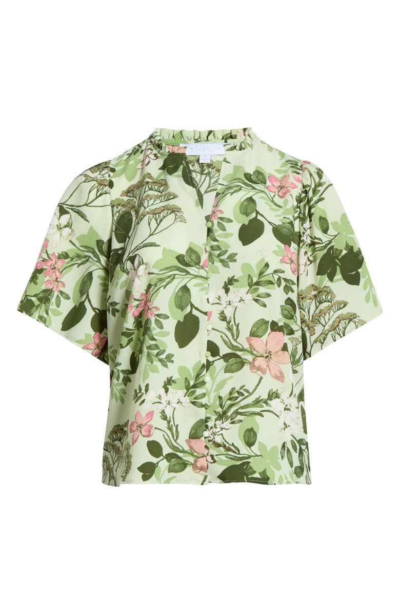 SUGARLIPS Zane Floral Bryn Button Up Top, Alternate, color, Green/ Pink Multi