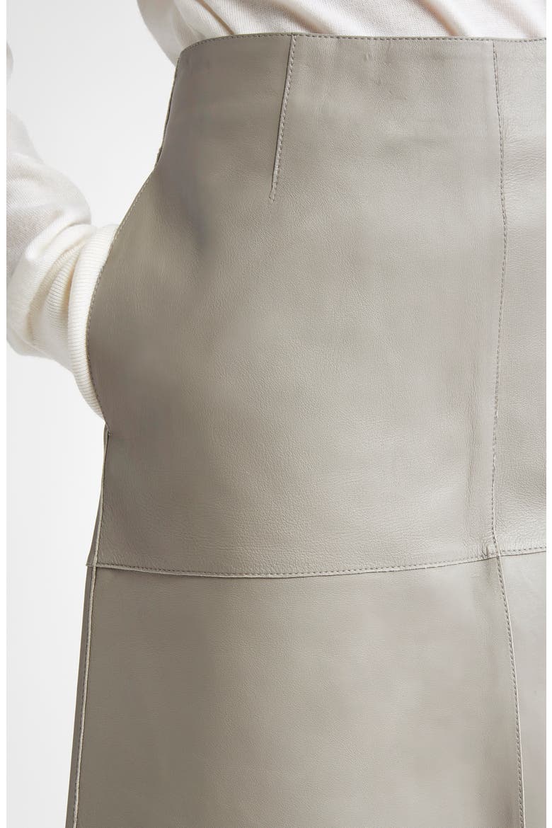 Panelled Lambskin Leather Skirt, Alternate, color, GREY
