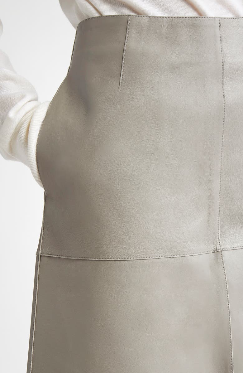 TOTEME Panelled Lambskin Leather Skirt, Alternate, color, Grey