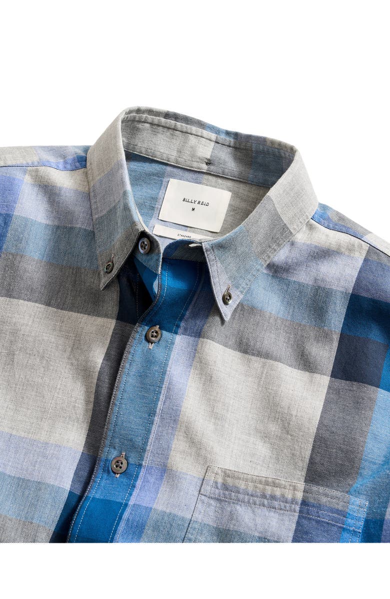Billy Reid Plaid Cotton Button-Down Shirt, Alternate, color, Blue Multi