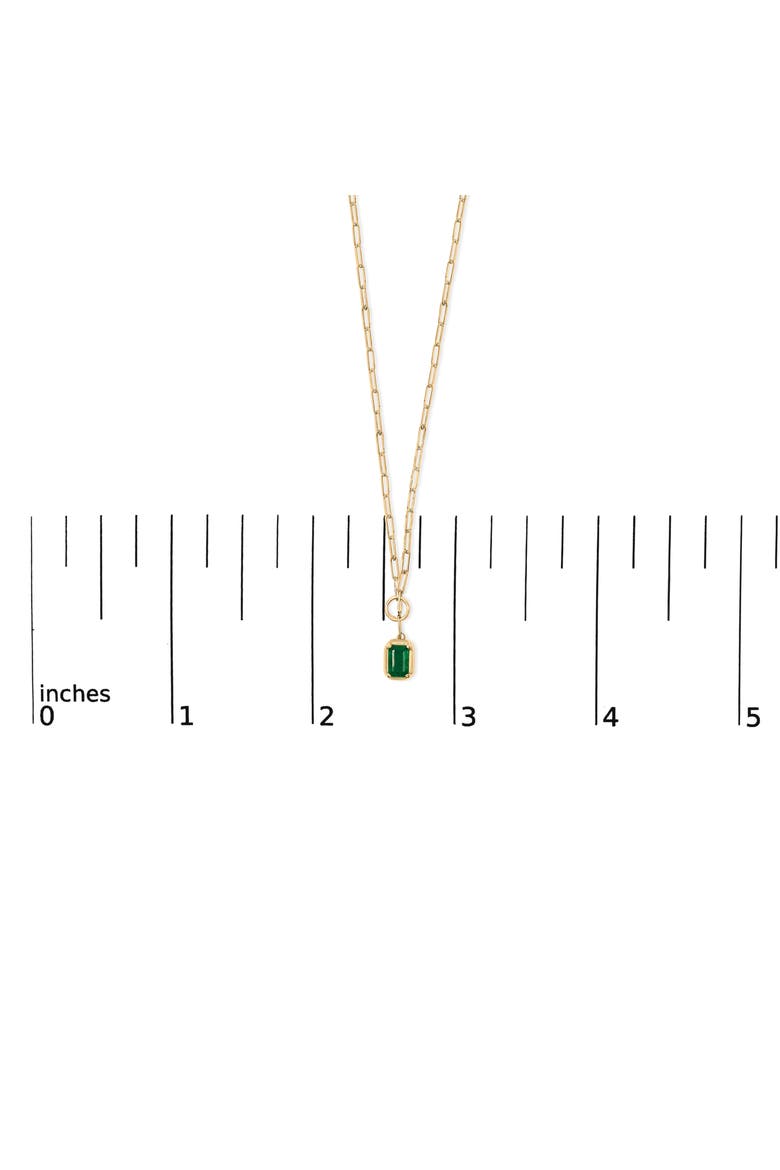 10K Yellow Gold Emerald Cut 6x4 MM Green Emerald Solitaire Pendant Necklace, Alternate, color, Yellow