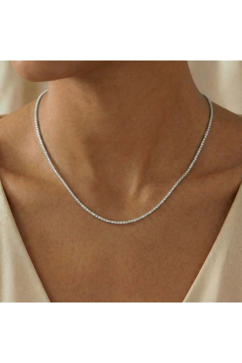 7Ct TW Diamond Tennis Necklace 4-Prong 14k Gold 16.5" Lab Grown, Alternate, color, 14k White Gold