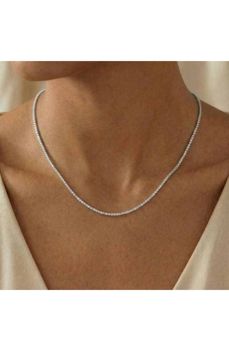 Bliss Diamond 7Ct TW Diamond Tennis Necklace 4-Prong 14k Gold 16.5" Lab Grown, Alternate, color, 14K White Gold