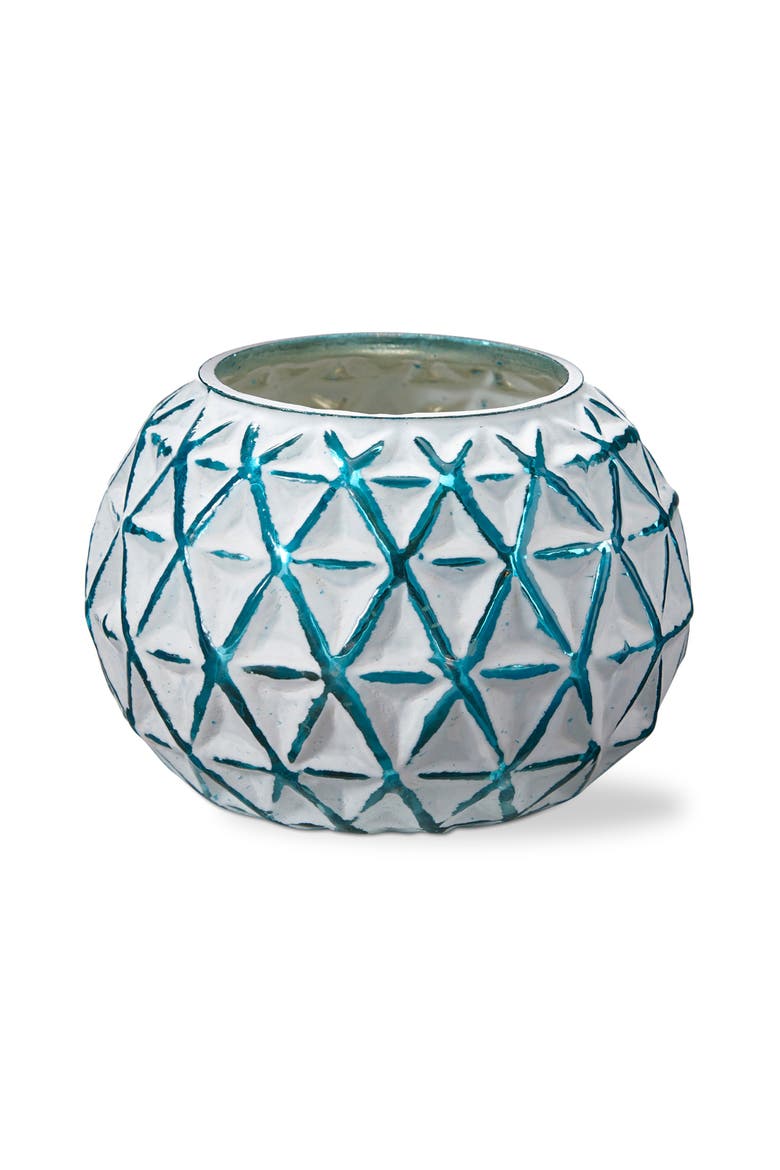 Alina Coastal Turquoise White Tealight Candle Holder, Main, color, Blue