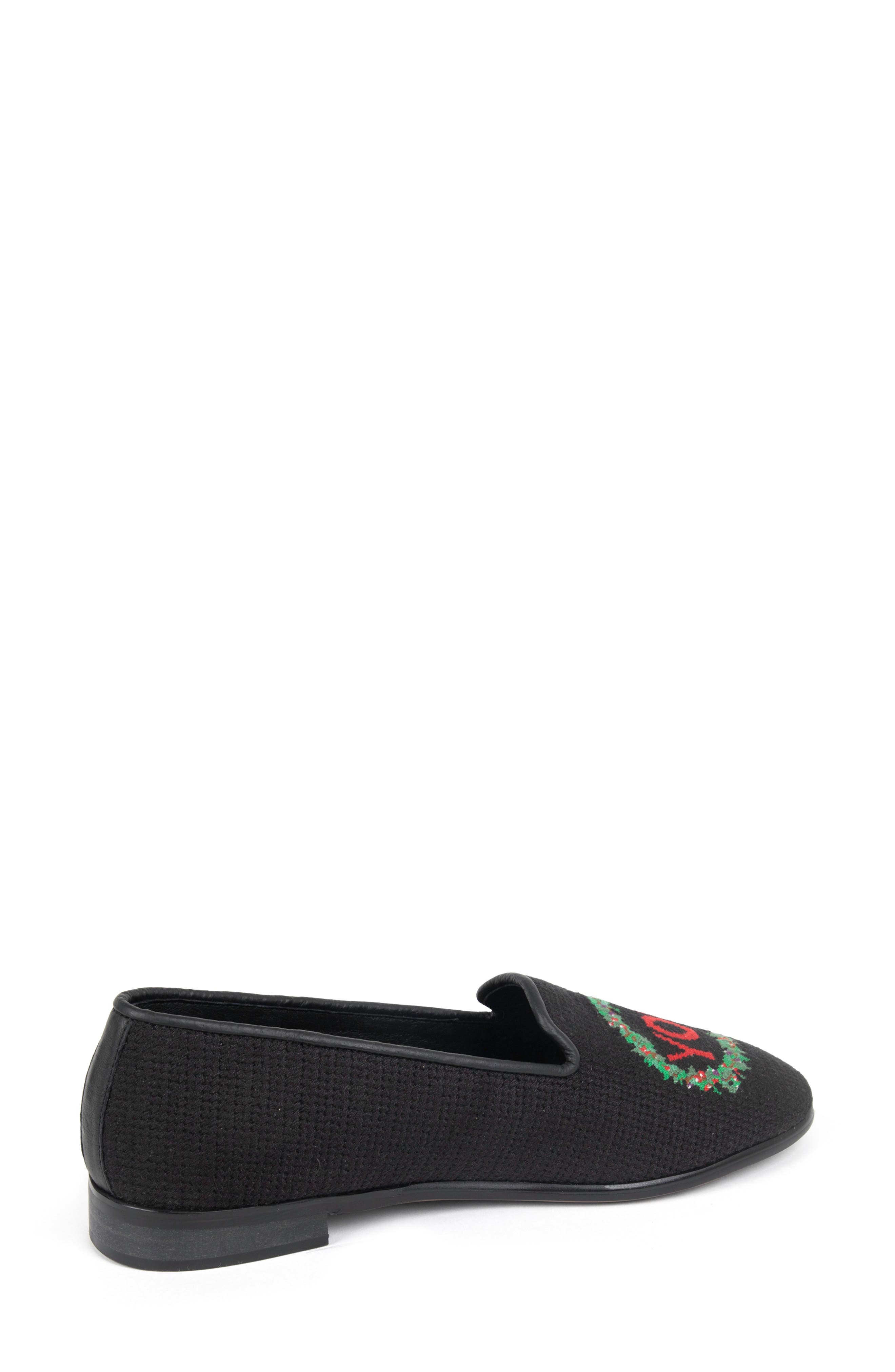 ByPaige Joy Wreath Needlepoint Loafer, Alternate, color, Black