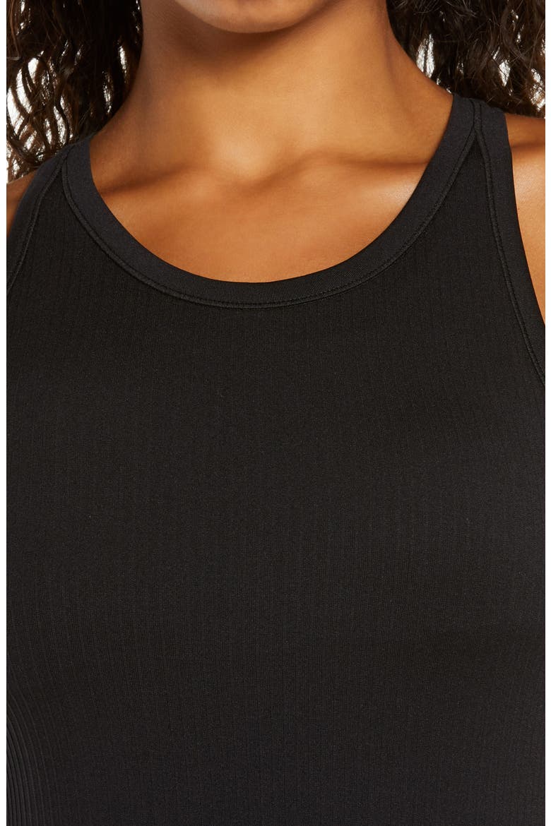 Pure Seamless Ribbed Racerback Tank, Alternate, color, BLACK