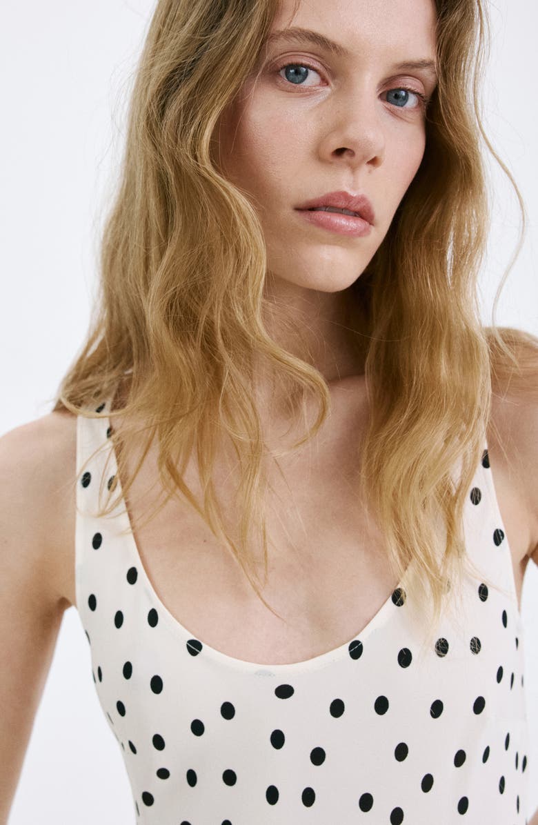 MANGO Taby 2 Polka Dot Sleeveless Dress, Alternate, color, Off White