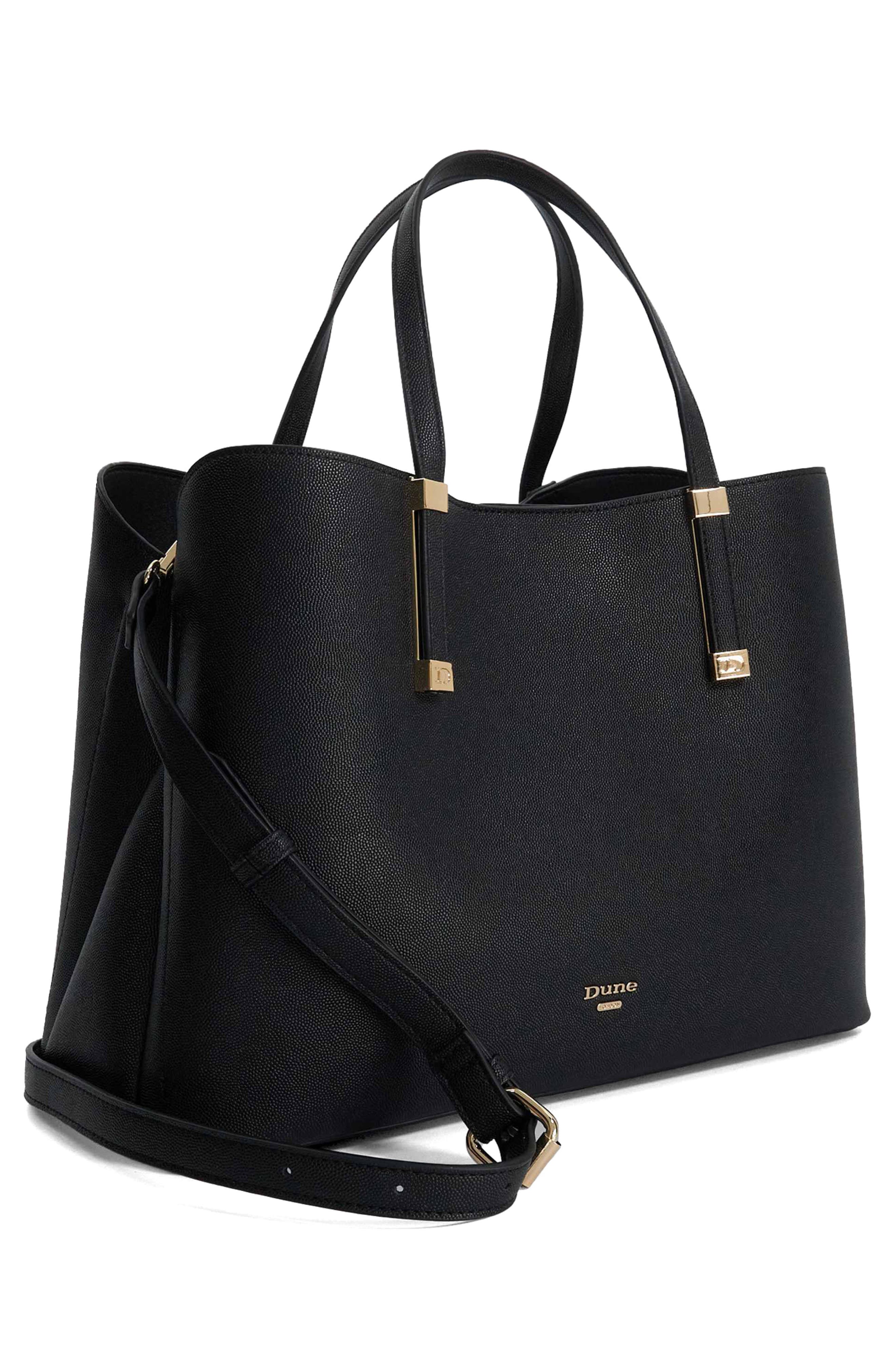 Dorrie Faux Leather Tote, Alternate, color, BLACK