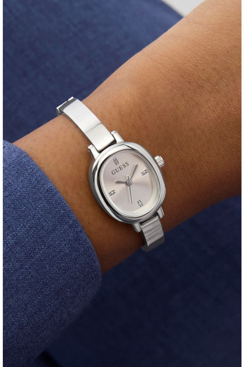 Oblong Crystal Marker Watch, 21mm, Alternate, color, SILVER TONE