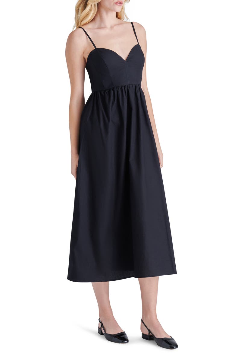 Steve Madden Sweetheart Neck Midi Dress, Alternate, color, 