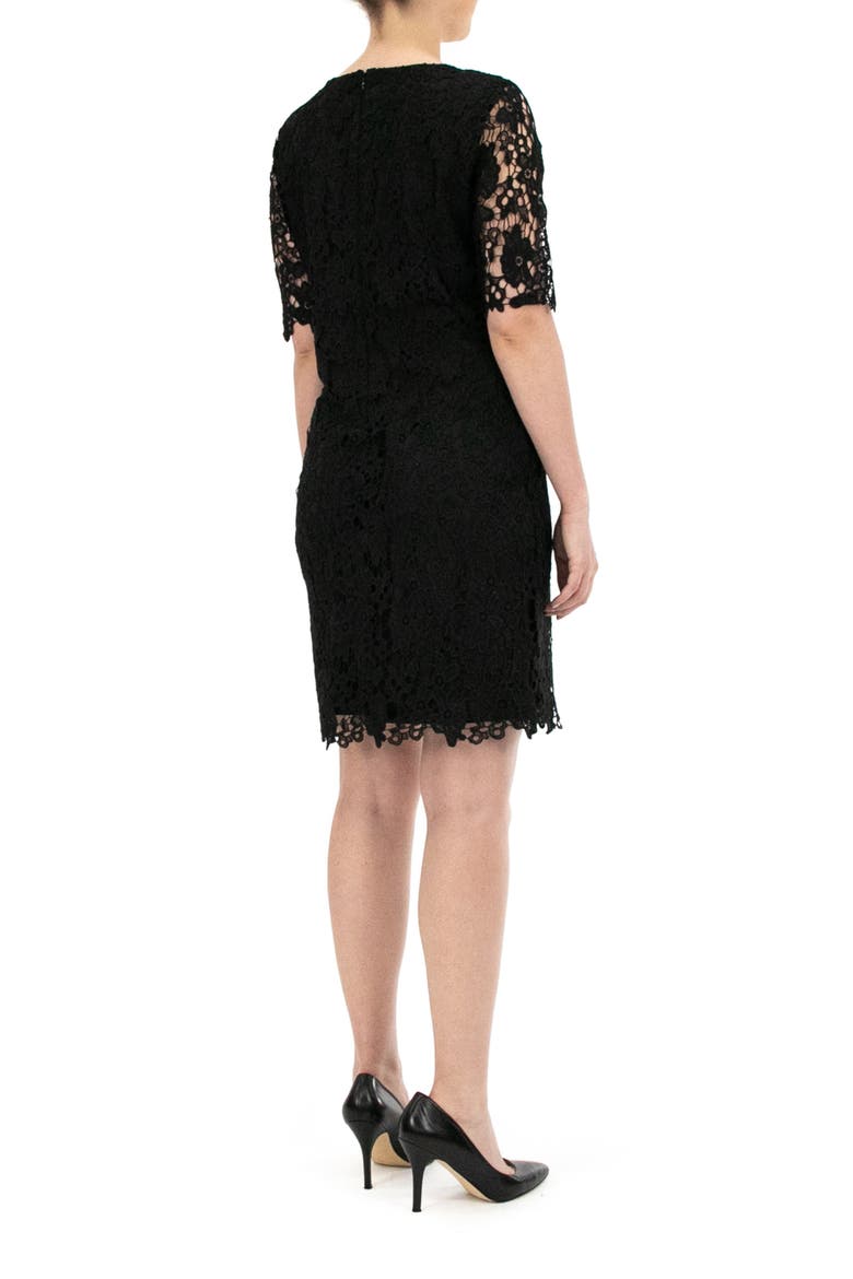 Jewel Neck Lace Dress, Alternate, color, BLACK