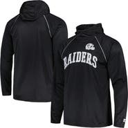 STARTER Men's Starter Black Las Vegas Raiders Gridiron Classics Throwback Raglan Long Sleeve Hooded T-Shirt