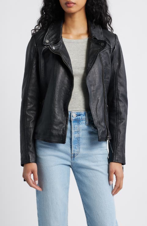 Morgan Studded Leather Moto Jacket