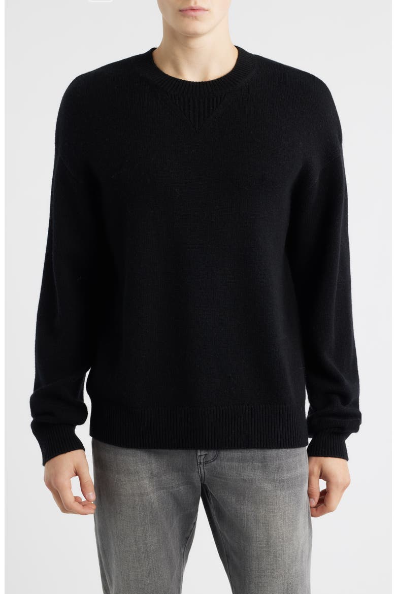 Elbow Patch Wool & Cashmere Sweater, Main, color, BLACK