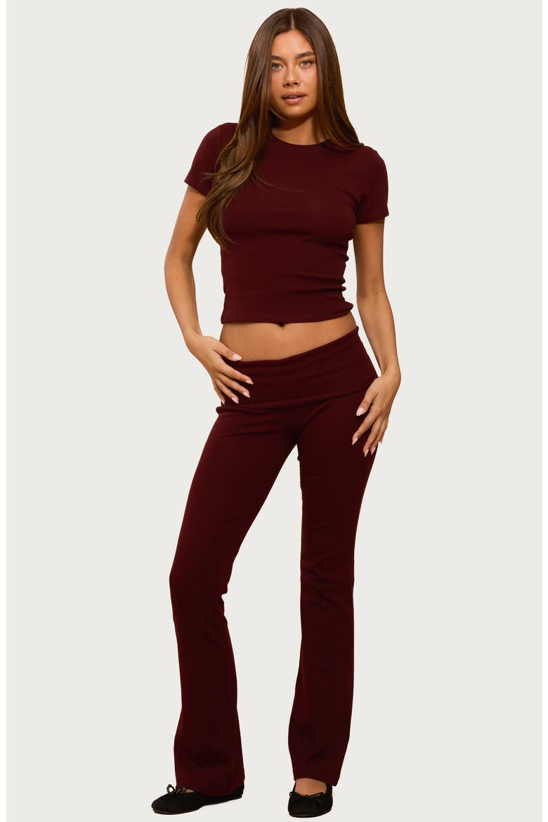 Emelia Fitted Stretch Cotton T-Shirt, Alternate, color, BURGUNDY