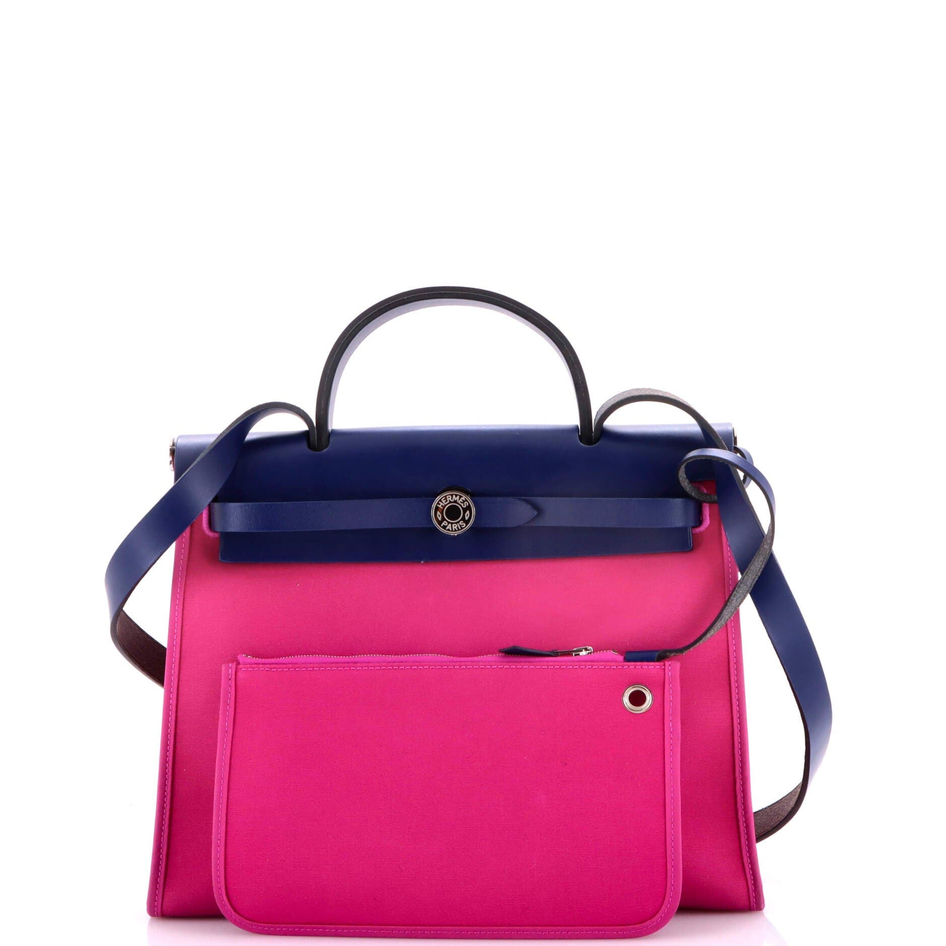 Pre-Owned Hermes Herbag Zip Leather and Toile 31, Alternate, color, Rose Pourpre