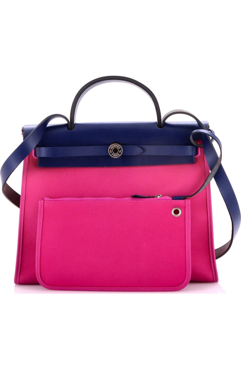 Pre-Owned Hermes Herbag Zip Leather and Toile 31, Alternate, color, Rose Pourpre