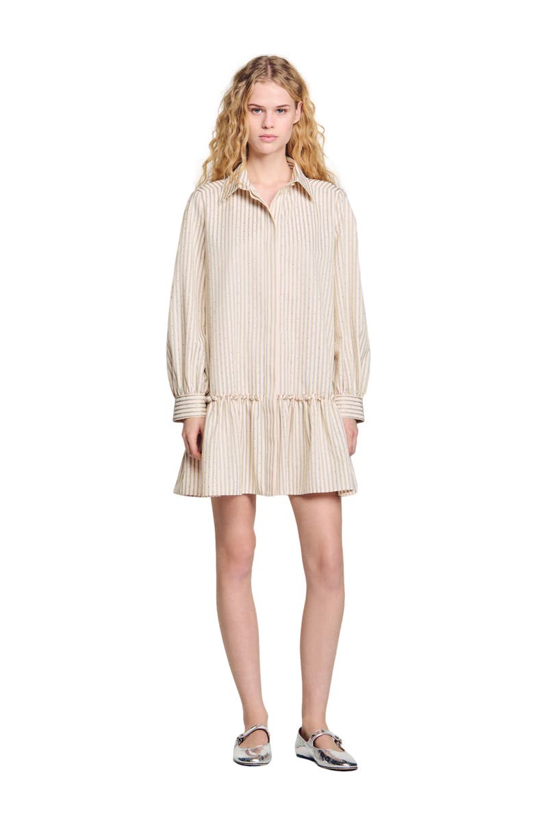 SANDRO Rhinestone striped shirt dress, Alternate, color,