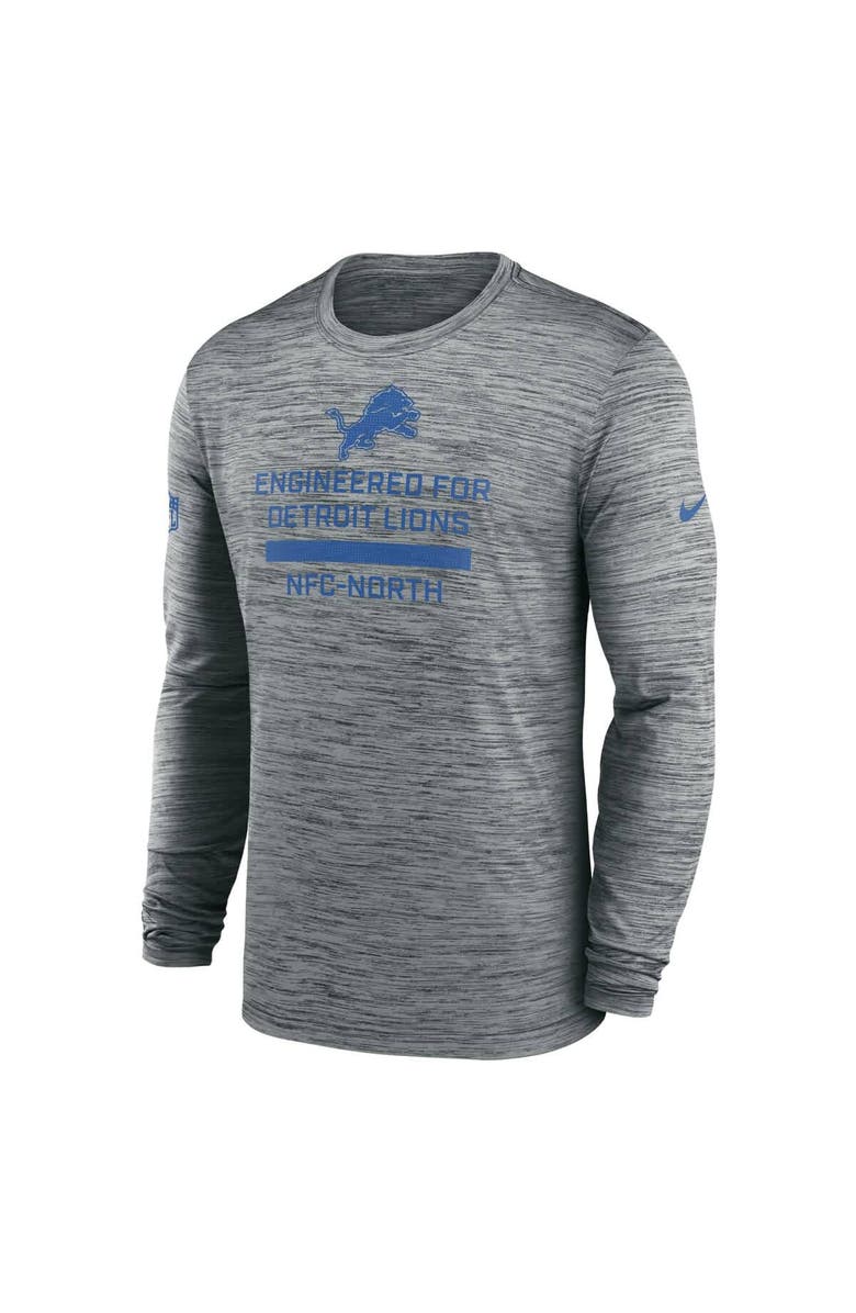 Nike Men's Nike Gray Detroit Lions Sideline Velocity Performance Long Sleeve T-Shirt, Alternate, color, Gray