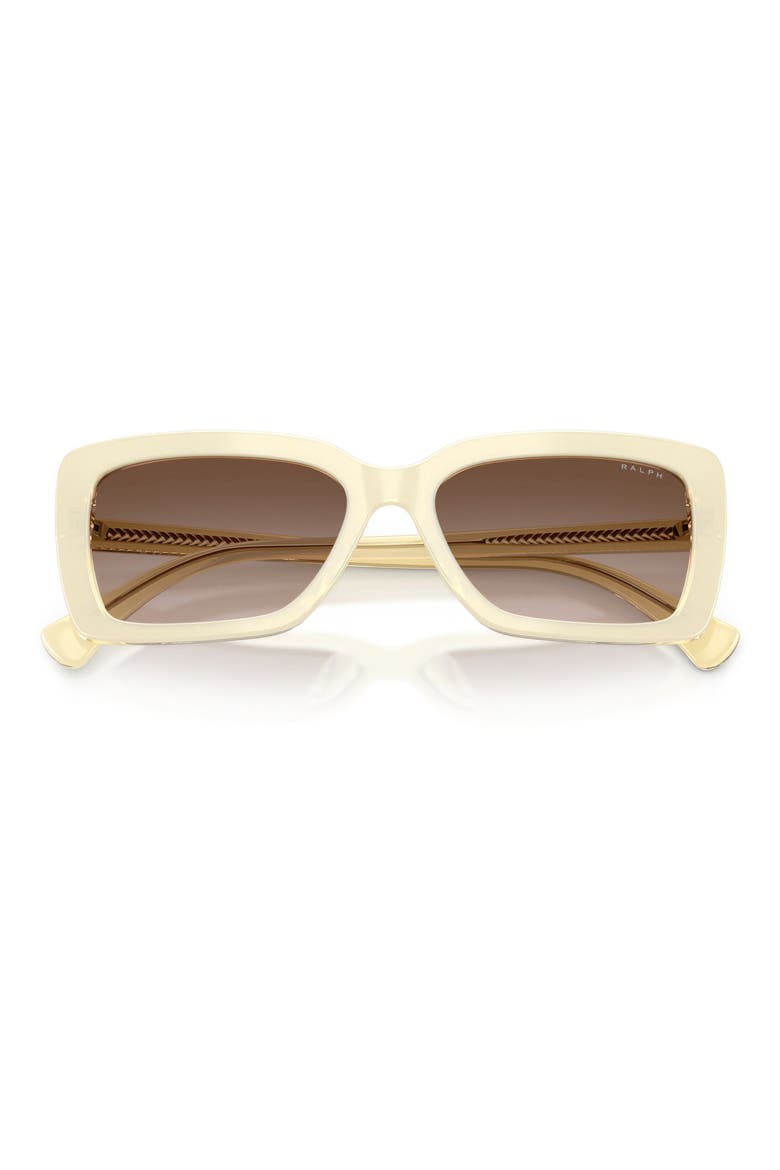 56mm Rectangular Sunglasses, Alternate, color, BEIGE TRANSPARENT / BROWN