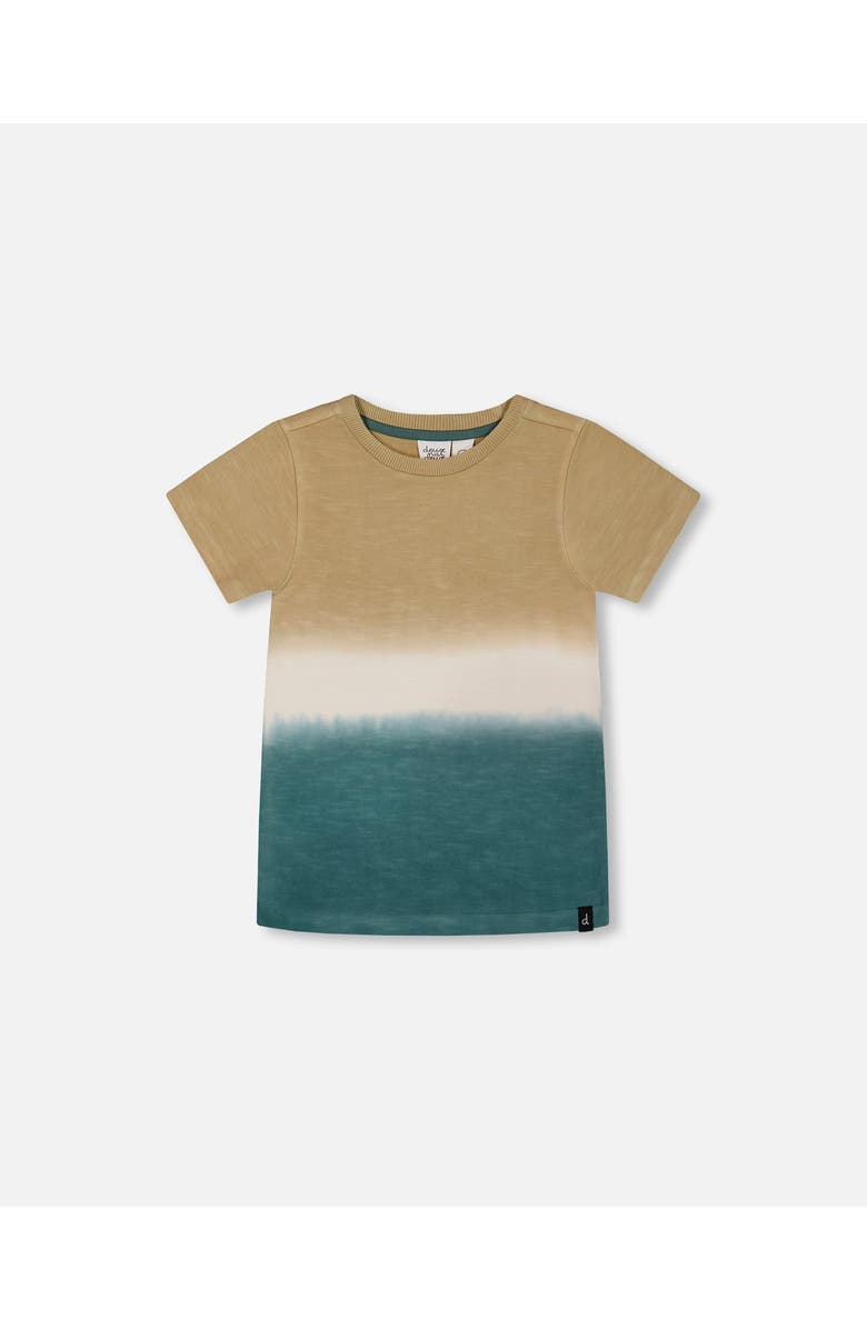 Deux par Deux Baby Boy's Short Sleeve Tee Gradient Beige And Teal, Main, color, 