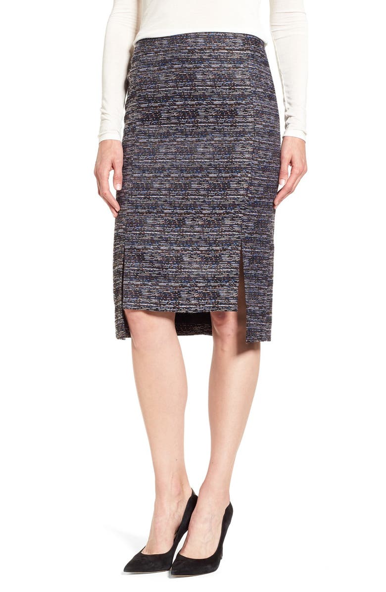 Halogen<sup>®</sup> Side Slit Step Hem Tweed Pencil Skirt, Main, color,