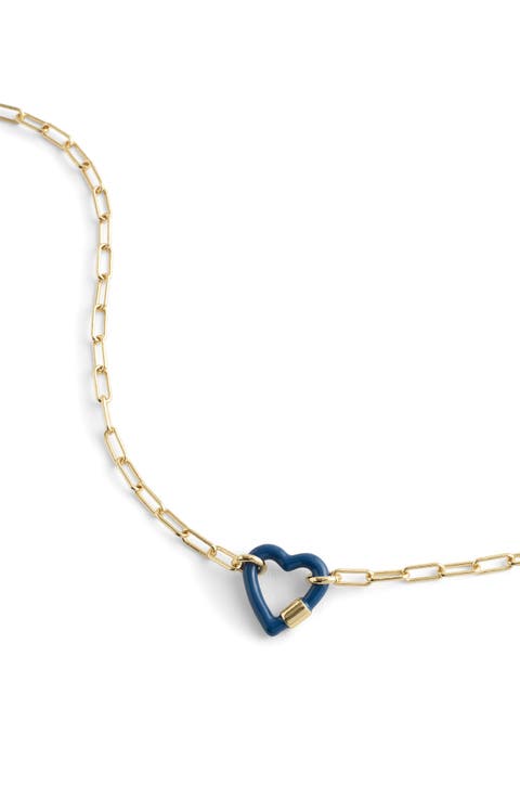 Heart Carabiner Paperclip Chain Necklace
