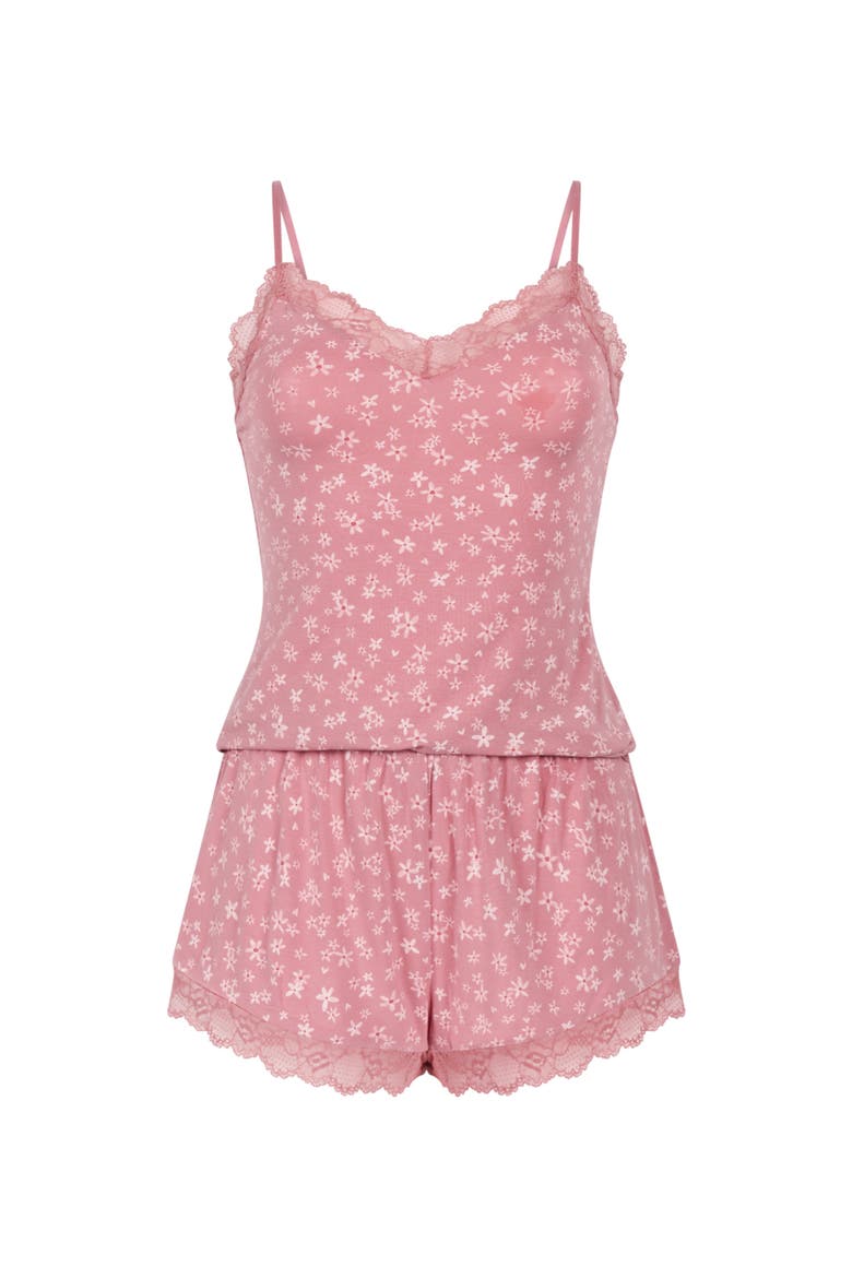 Lace Jersey Pyjama Set, Alternate, color, Pink