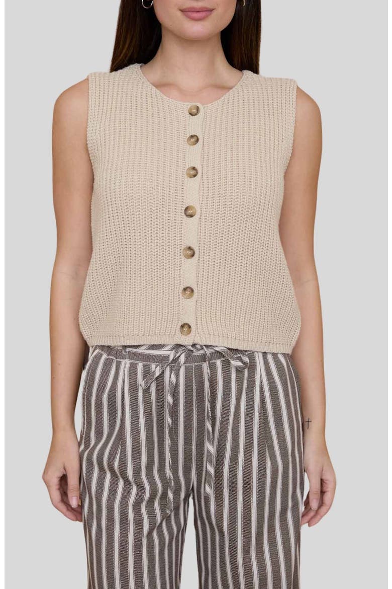 Button-Up Sweater Tank, Main, color, LIGHT KHAKI