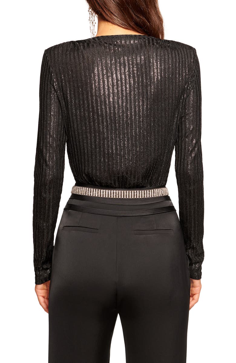 Ramy Brook Carolina Metallic Rib Drape Top, Alternate, color, Black Foil Rib