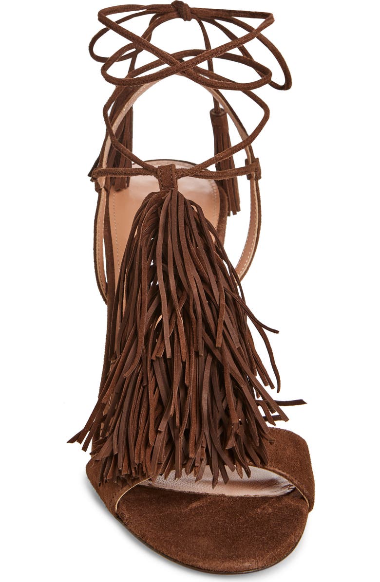 Aquazzura Gytane Fringe Ankle Sandal, Alternate, color,