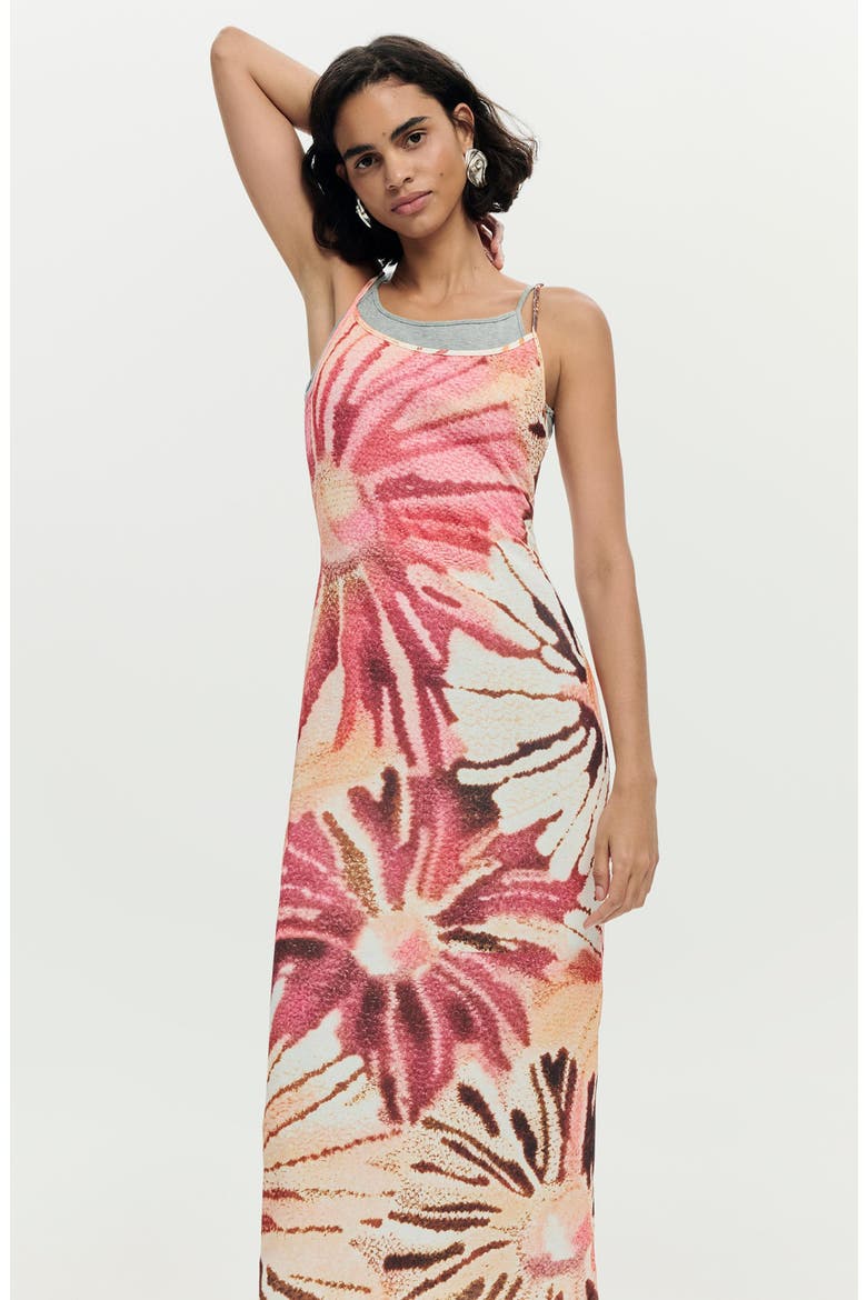 Floral & Solid Dress Set, Alternate, color, ORANGE/PINK