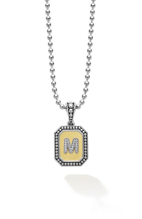 Signature Caviar Diamond Initial Pendant Necklace