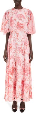 Giambattista Valli Floral Overlay Bodice Silk Dress
