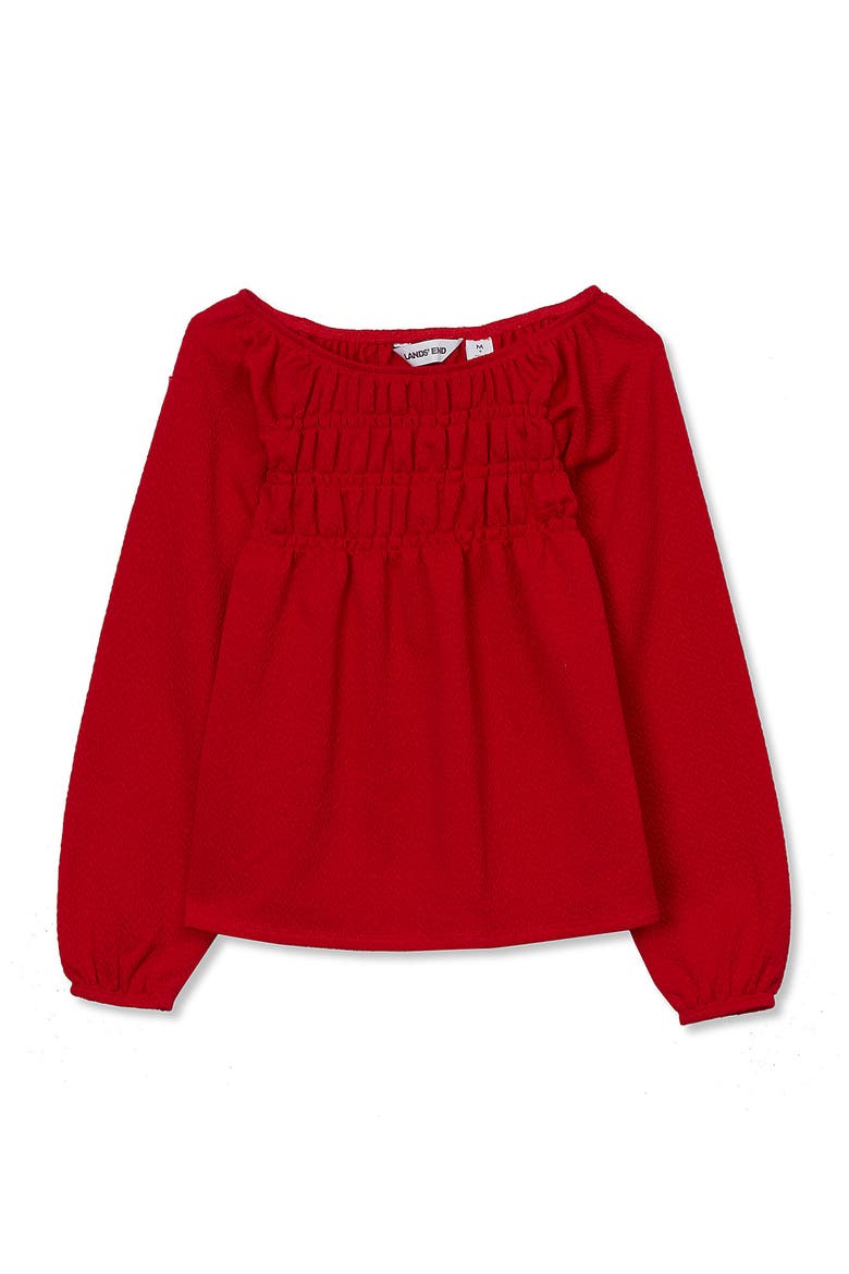 Girls Smocked Long Sleeve Knit Shirt, Main, color, Apple Red