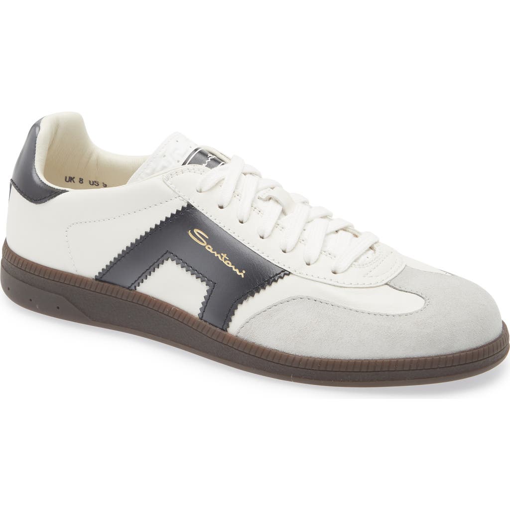 Santoni Round Toe Low-top Casual Shoes In White